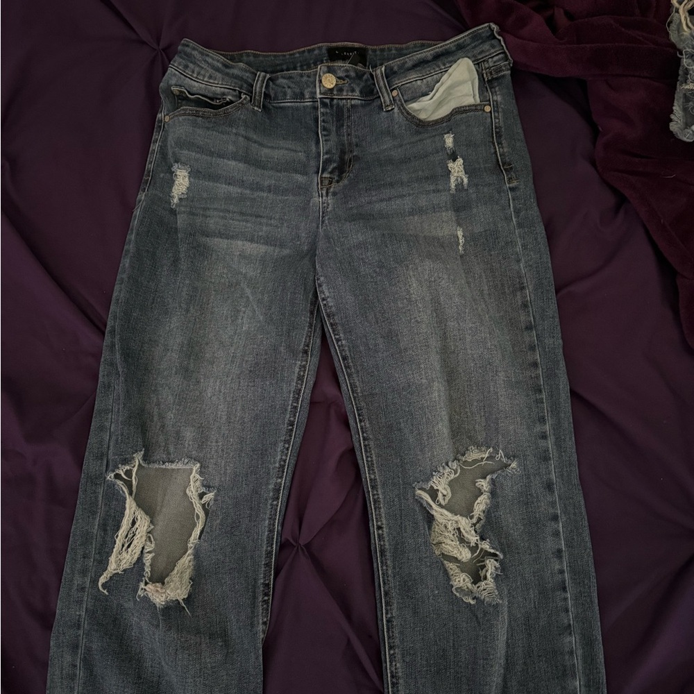 Distressed Dark Blue Jeans for Women